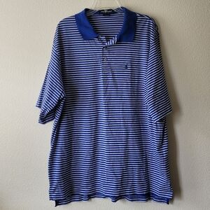 Polo Golf Ralph Lauren Blue Striped Shirt Big Sky Resort Montana Pima Cotton